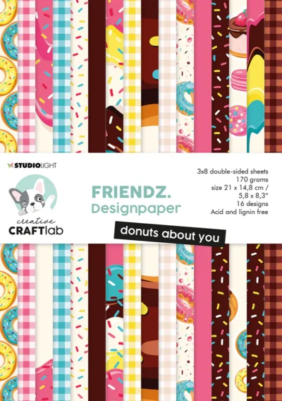 CCL-FR-PP72 Studio Light Paper Pad Donuts About You doughnut kager ternet gingham macaroons slik konfetti krymmel