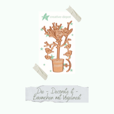 CD-Die-1170 Creative Depot die - Decorate it - Bäumchen mit Vogelnest cutting die træer fugle potteplante