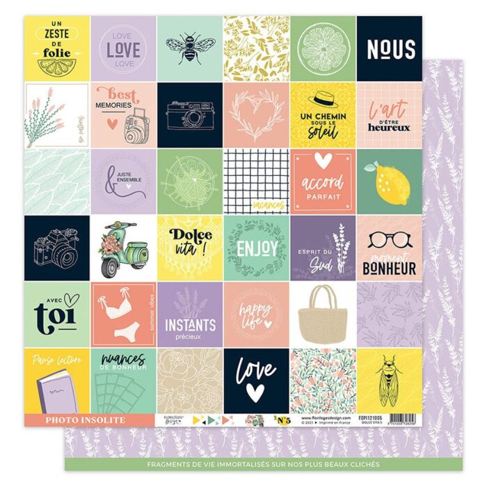 FDPI121005 Florilèges Design Imprimé Dolce Vita 5 karton papir firkanter diecuts lavendel lavender lilla violet