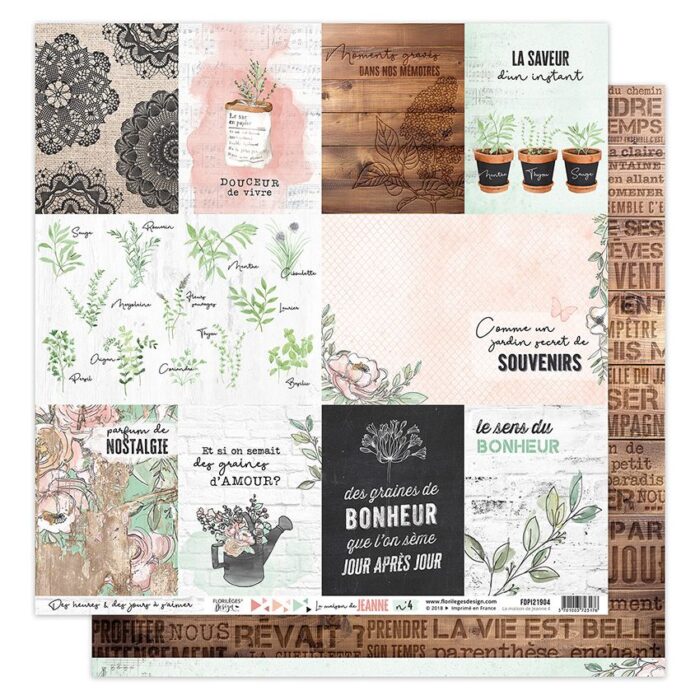 FDPI21904 Florilèges Design Imprimé La Maison de Jeanne 4 karton papir die-cuts krydderurter