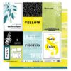 FDPI41913 Florilèges Design Imprimé Yellow 3 karton papir grønne blade gul tekster franske die-cuts baggrunde til A6 kort striber