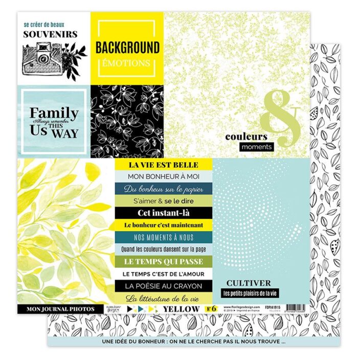 FDPI41915 Florilèges Design Imprimé Yellow 6 karton papir die-cuts blade