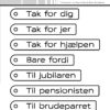 SBD469 Simple and Basic die Danish Tag Texts tags tekster dansk tak for dig tak for jer tak for hjælpen bare fordi jubilæum jubilaren pensionist otium brudeparret nygift bryllup