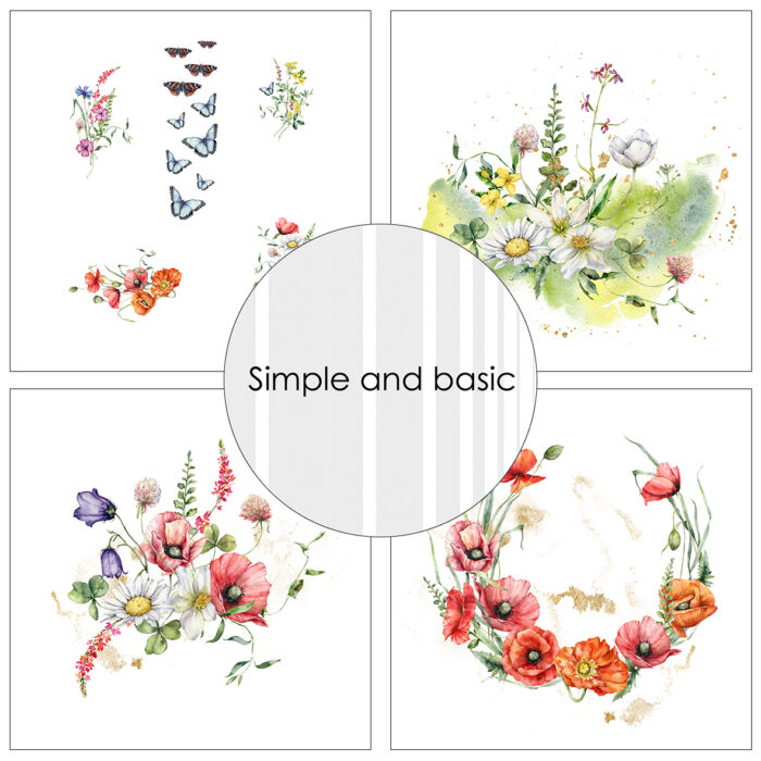 SBP733 Simple and Basic Paper Pad Summer Meadow valmue blomster sommerfugle karton papir sommerfugle blokke
