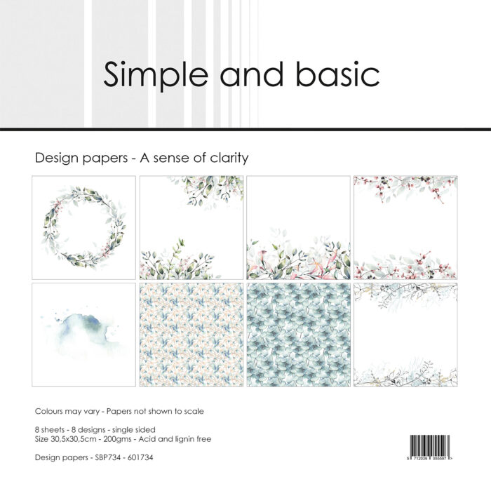 SBP734 Simple and Basic design papers A Sense of Clarity karton papir eukalyptus eucalyptus blade kranse splat