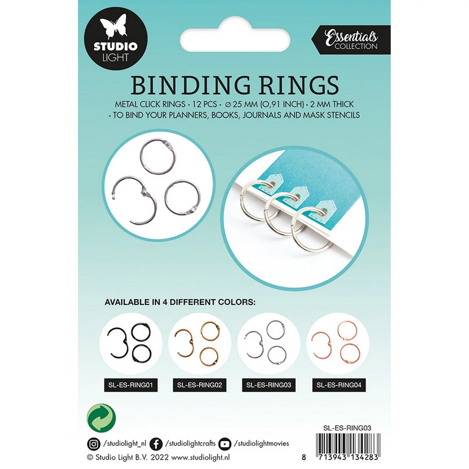 SL-ES-RING03 Studio Light Essentials Binding Click Rings Silver bogbinderringe bookbinderrings book rings sølv sølvringe