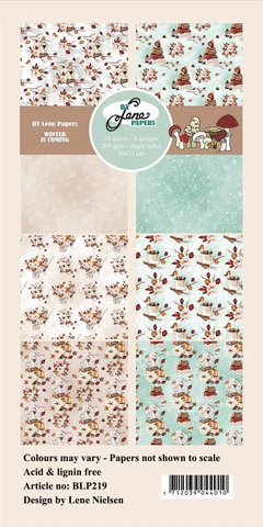 BLP219 By Lene Slim Card Winter Is Coming karton papir blok efterår brun turkis beige svampe