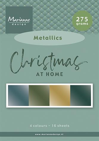 PK9194 Marianne Design paperpad Christmas at Home - Metallics karton metalliske sølv guld sort grøn