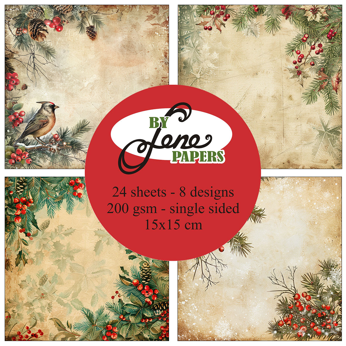 BLP054 By Lene paper pad Soft Christmas karton papir vinter baggrunde landskaber fugl