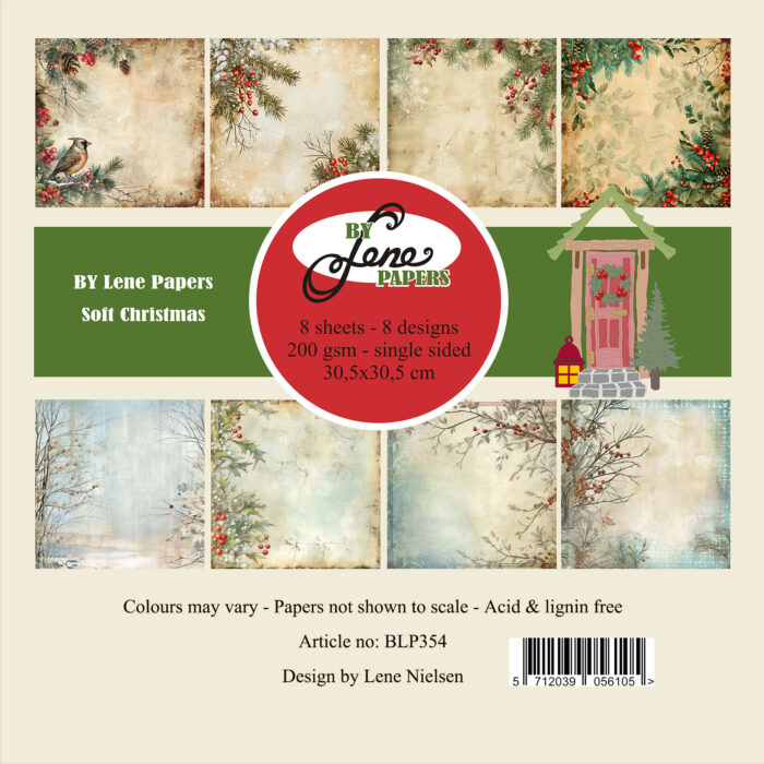 BLP354 By Lene paper pad Soft Christmas karton papir vinter baggrunde landskaber fugl