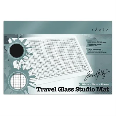 2634E Tonic Tim Holtz Travel Glass Studio Mat White glasplade rejseudgave glasplade paste inking