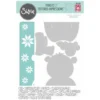 665496 Sizzix Embossing Folder + Thinlits die Cozy Bear bjørn bamse med halstørklæde skandinaviske stjerner snefnug iskrystaller