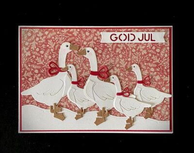 BLD1699 By Lene dies Christmas Duck & Pig julegås juleand andesteg sløjfer and gås gæs fugle fowl marcipangris