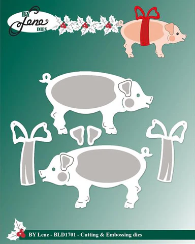 BLD1701 By Lene dies Large Christmas Pig julegris ophængt pynt