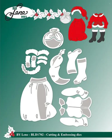 BLD1702 By Lene dies Mother Christmas Clothes julekone julemandens kone tøj tilbehør til farmers wife