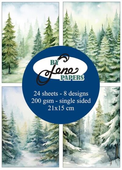 BLP255 By Lene Paperpad Cool Winter karton papir skov grantræer