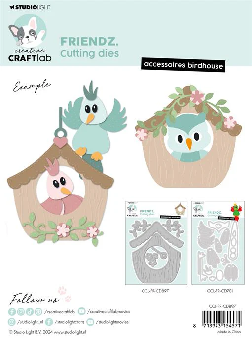 CCL-FR-CD897 Studio Light dies Accessories Birdhouse fuglehus grene bladgrene blomster