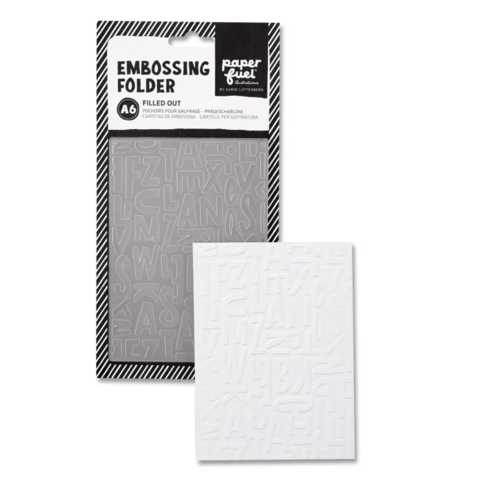 PF106003 Paperfuel Embossing Folder A6 Filled Out prægeskabelon bogstaver