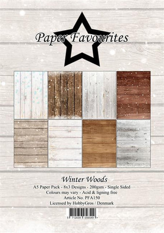 PFA150 Paper Favourites Paper Pack Winter Woods karton papir træstruktur træværk