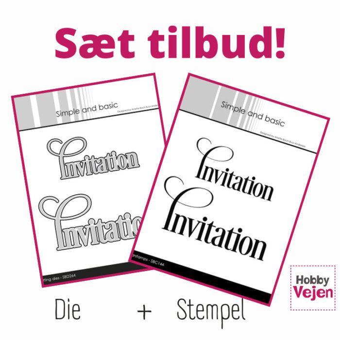 SBC144+SBD264 SB sæt Invitation stempel stempler tekster invitation snirkel snirkler