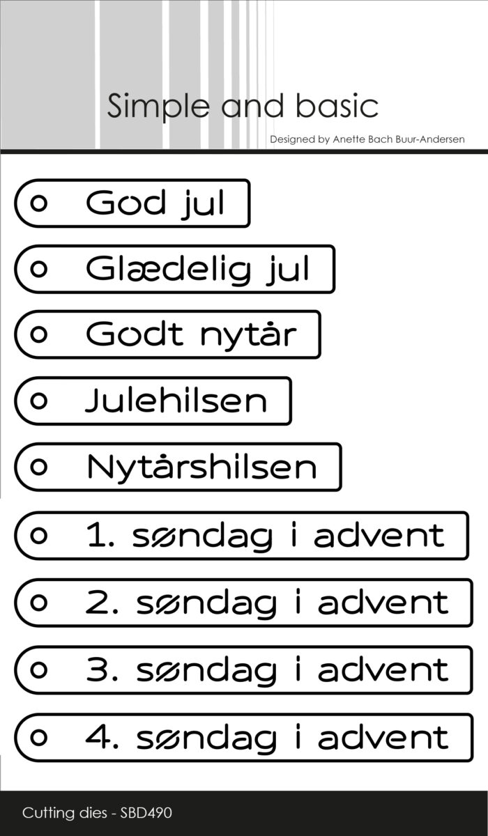 SBD490 Simple and Basic die Danish Tag Texts tekster tags god jul glædelig jul julehilsen nytårshilsen advent