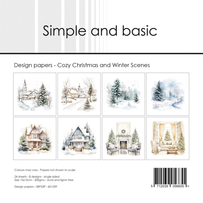 SBP539 Simple aSBP539 Simple and Basic paper pad Cozy Christmas and Winter Scenesnd Basic paper pad Cozy Christmas and Winter Scenes karton papir blok vinterlandksaber huse hygge