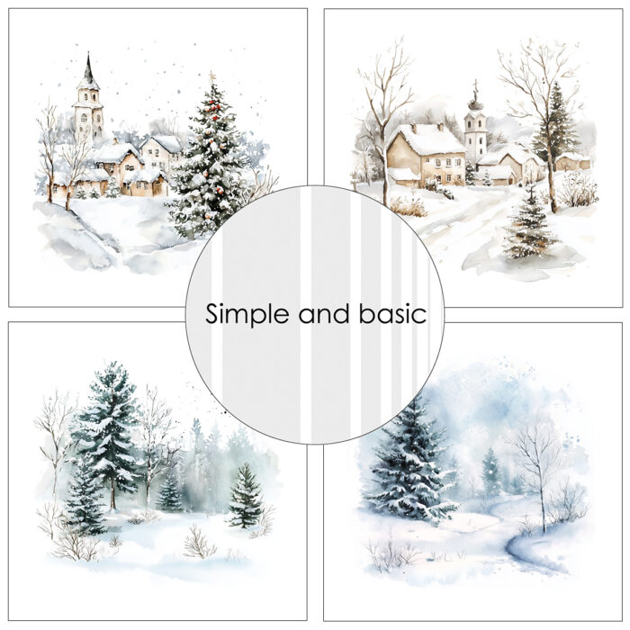 SBP539 Simple aSBP539 Simple and Basic paper pad Cozy Christmas and Winter Scenesnd Basic paper pad Cozy Christmas and Winter Scenes karton papir blok vinterlandksaber huse hygge