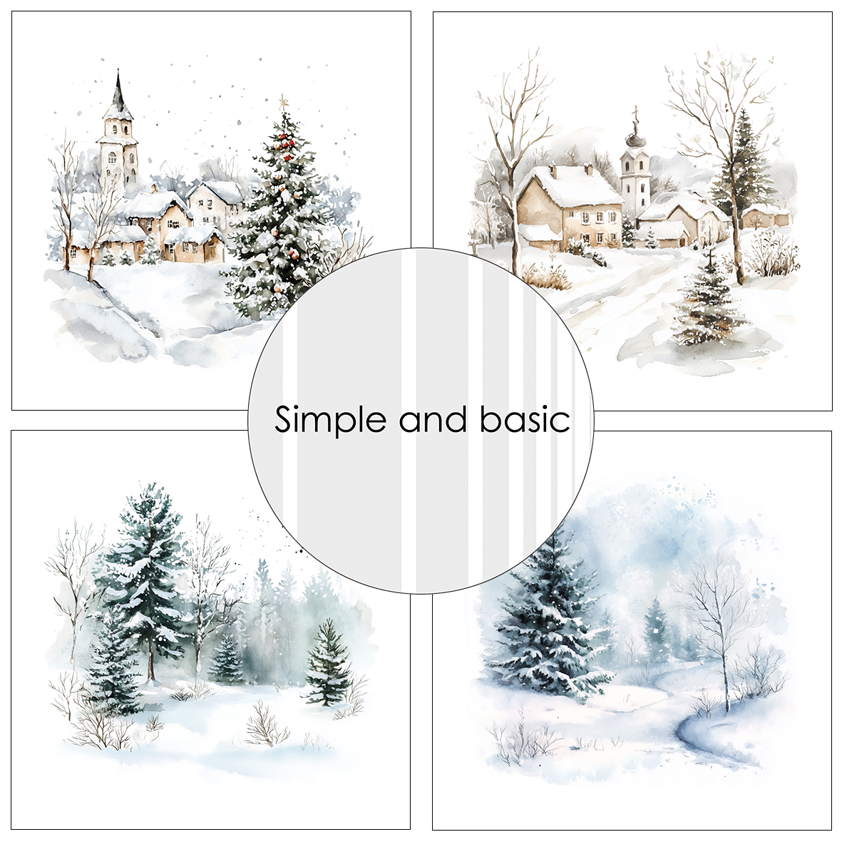 SBP539 Simple aSBP539 Simple and Basic paper pad Cozy Christmas and Winter Scenesnd Basic paper pad Cozy Christmas and Winter Scenes karton papir blok vinterlandksaber huse hygge