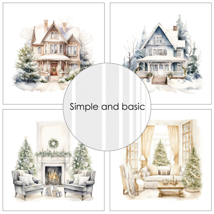 SBP539 Simple aSBP539 Simple and Basic paper pad Cozy Christmas and Winter Scenesnd Basic paper pad Cozy Christmas and Winter Scenes karton papir blok vinterlandksaber huse hygge