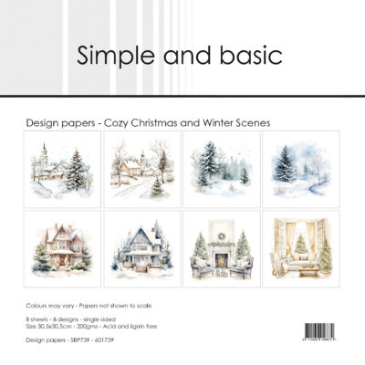 SBP739 Simple and Basic paper pad Cozy Christmas and Winter Scenes karton papir blok vinterlandksaber huse hygge