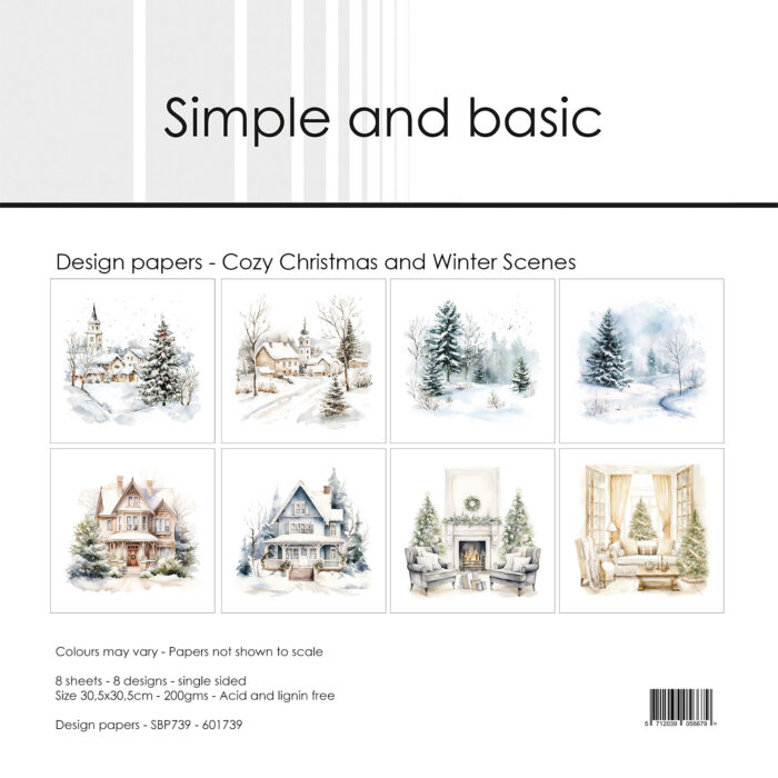 SBP739 Simple and Basic paper pad Cozy Christmas and Winter Scenes karton papir blok vinterlandksaber huse hygge