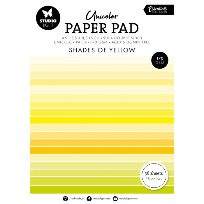 SL-ES-UPP231 Studio Light Paper Pad Shades of Yellow karton papir gule lysegule nuancer