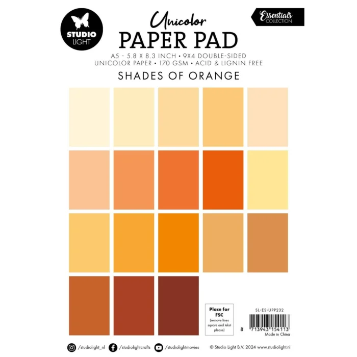 SL-ES-UPP232 Studio Light Paper Pad Shades of Orange karton papir halloween mørkerød bordeaux