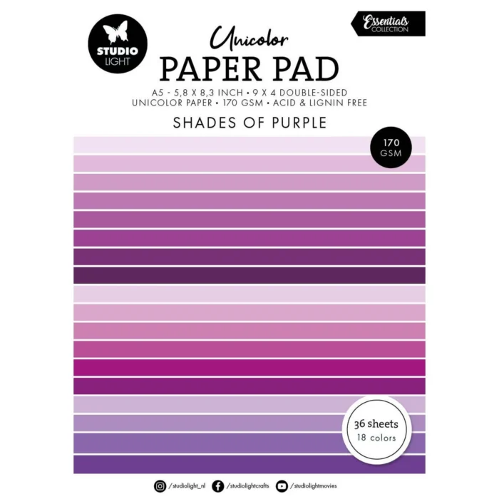 SL-ES-UPP247 Studio Light Essentials Unicolor Paper Pad Shades of Purple karton papir lilla violet blok