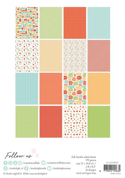 Studio Light Paper Pad - CCL-FR-DPP57 - Shop til you drop Friendz shoppingposer, handlenet, tasker, hjerter, konfetti, striber Multifarvet