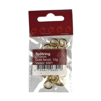 6301 Splitring guld fv 10mm x 1,5mm 10gram øsken split ring o-ring