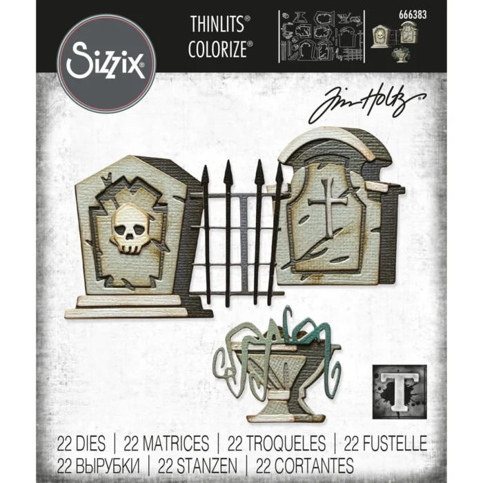 666383 Sizzix Tim Holtz die Graveyard gravsten hegn kranium kranie dødningehoved