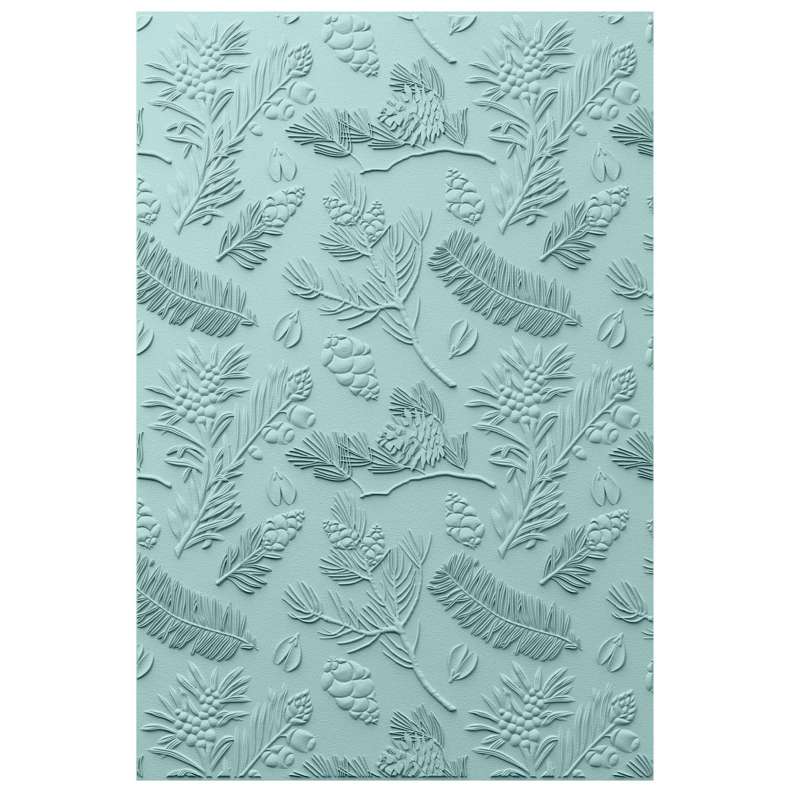 666714 Sizzix 3D textured impressions embossing folder A5 Pines 49th and market grangrene grankogler bær prægeskabelon