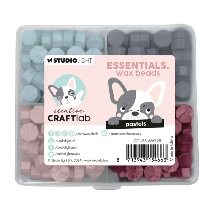 CCL-ES-WAX28 Creative Craftlab essentials Wax Beads Pastels voksperler vokssegl sort pakke med voks grå blå rød lyserød rosa