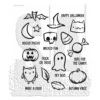 CMS468 Stampers Anonymous Tim Holtz Cling Stamp Tiny Frights stempel stempler kat ugle spøgelse græskar heksehat flagermus måne stjerner ugler blade katte candycorn