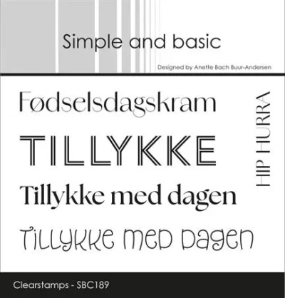 SBC189 Simple and basic Clearstamp Tillykke med dagen tekster tillykke med dagen fødselsdag hurra