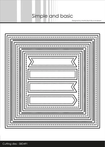 SBD491 Simple and basic die Combi Striped Frames - Square firkanter bannere