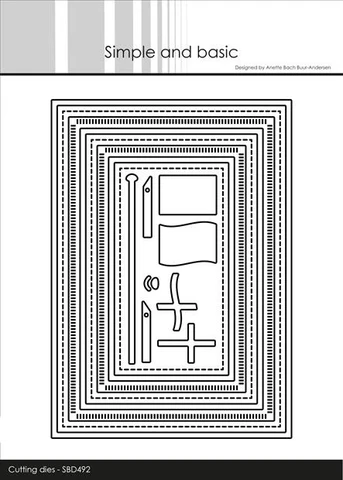 SBD492 Simple and basic die Combi Striped Frames - A6 rammer flagstang