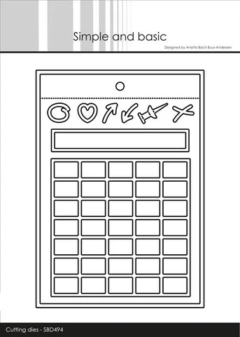 SBD494 Simple and basic die Calender for Everything kalender hjerter pile cirkel