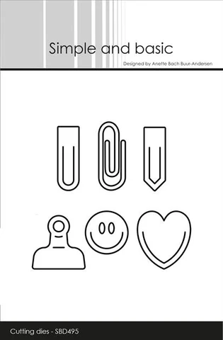 SBD495 Simple and basic die Paper Clips papirklips smiley hjerte klemmer