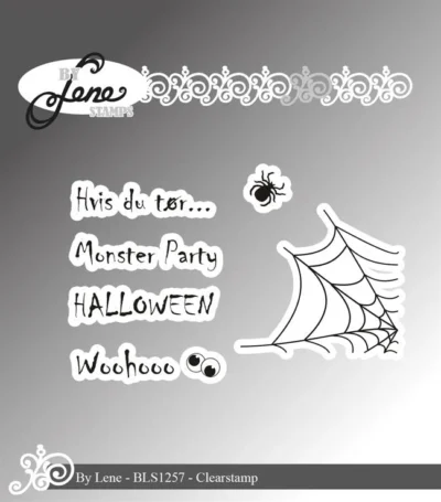 BLS1257 By Lene stamps Halloween Tekster stempel stempler edderkoppespind edderkopper halloween hvid du tør øjne monster party woohoo
