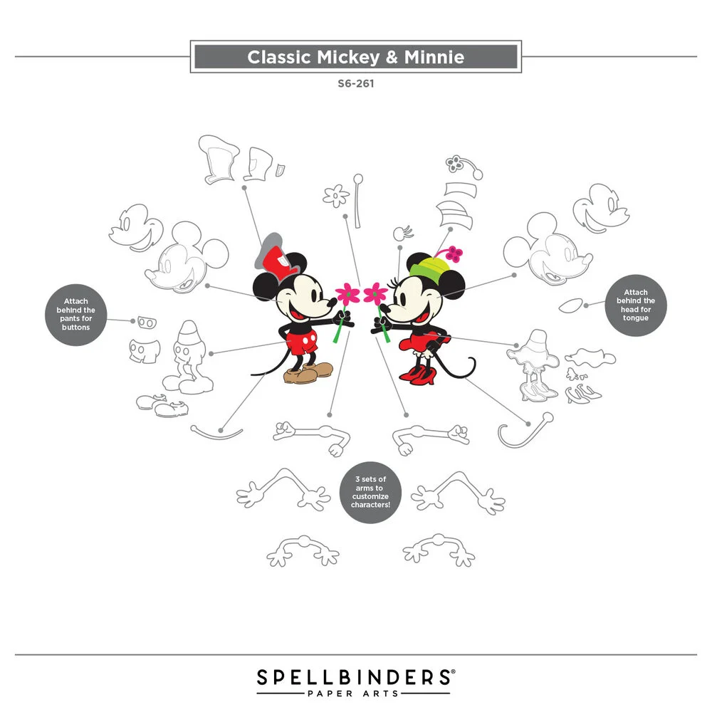 S6-261 Spellbinders die Classic Mouse Steamboat Willie Duo minnie mouse mickey mouse disney