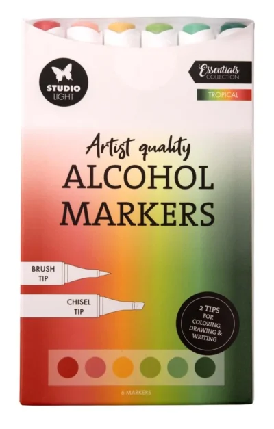 SL-CO-MARK46 Studio Light Alcohol Markers Tropical alkohol tuscher tusser mørkerød lyserød gul grønne mørkegrønne