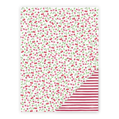 TSD0397 Three Scoops karton Smagen af Kirsebær - Kirsebær & Striber karton papir stripes cherry cherries kirsebærrød papir karton