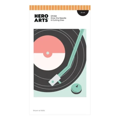 WB1206 Hero Arts Bundle Vintage Vinyl Drop the Needle vinyl LP cover pladespiller